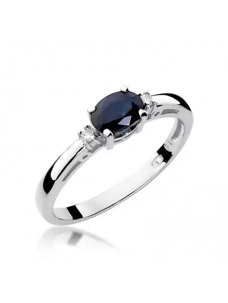 Ring In 14kt Gold with Sapphire 0.30 ct and 2 Diamonds 0,03 ct