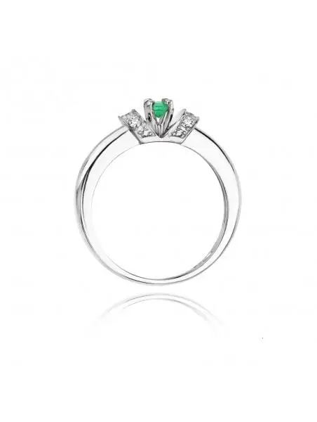 Ring In 14kt Gold with Emerald of 0.50 ct and 6 Diamonds 0.09 ct