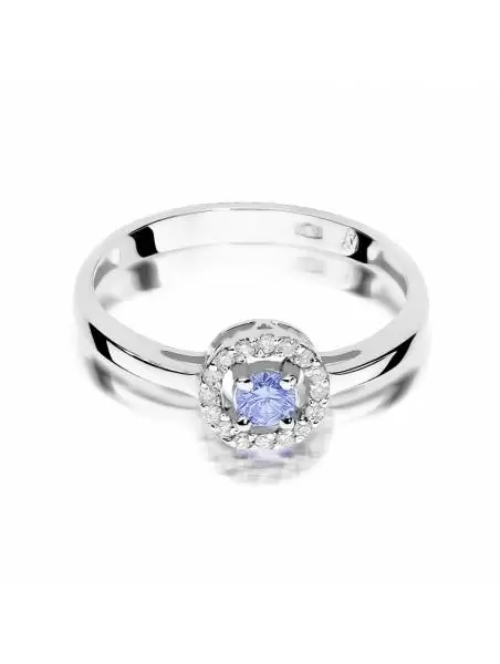 14kt gold ring with Tanzanite 0.15 ct and 16 diamonds 0.08 ct