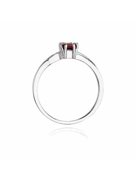 Ring In 14kt Gold with Garnet 0,70 ct and 6 Diamonds 0,03 ct
