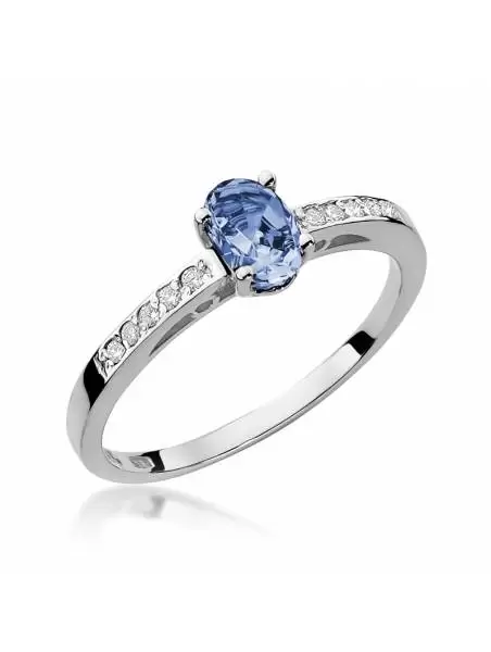 Ring In 14kt Gold with Tanzanite 0.40 cts and 10 Diamonds 0.05 ct