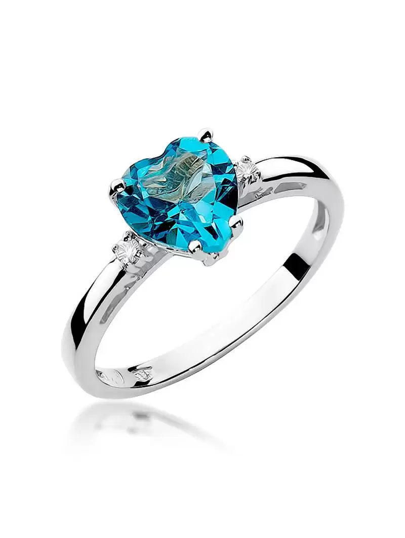 Ring 14kt Gold with Topaz 1,20 ct and 2 Diamonds 0,03 ct