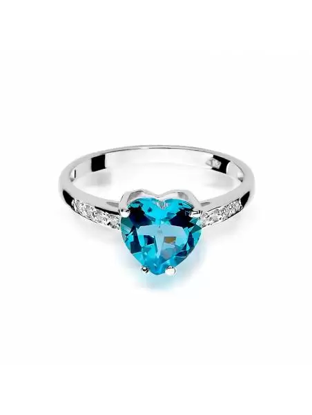 Ring Gold with Topaz 1,20 ct and 8 Diamonds 0,04 ct