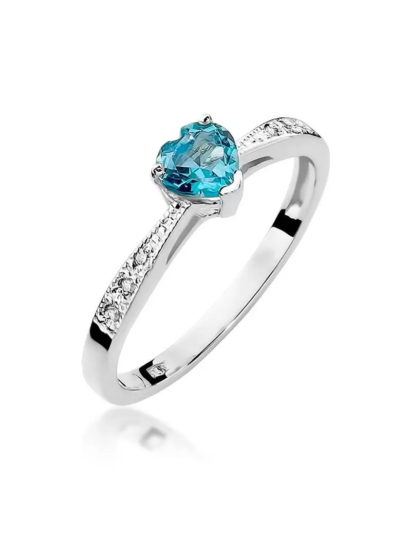 Ring Gold with Topaz 0.30 ct and 6 Diamonds 0,03 ct