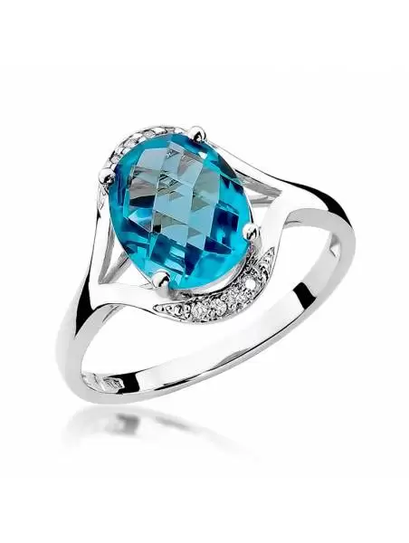 Ring Gold with Topaz 3,00 ct and 8 Diamonds 0,04 ct