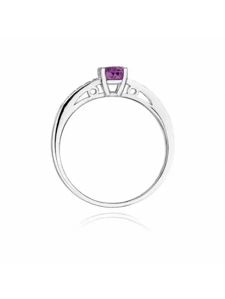 Ring In 14kt Gold with Amethyst 0,50 ct and 10 Diamonds 0.05 ct