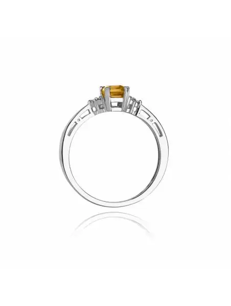 Ring In 14kt Gold with Citrine 0.60 and 6 Diamonds 0,03 ct