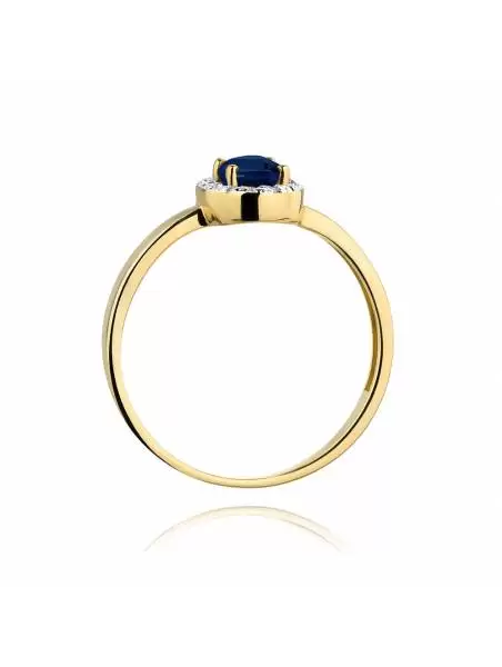 Gold ring with 0.70 ct Sapphire and 16 0.08 ct diamonds