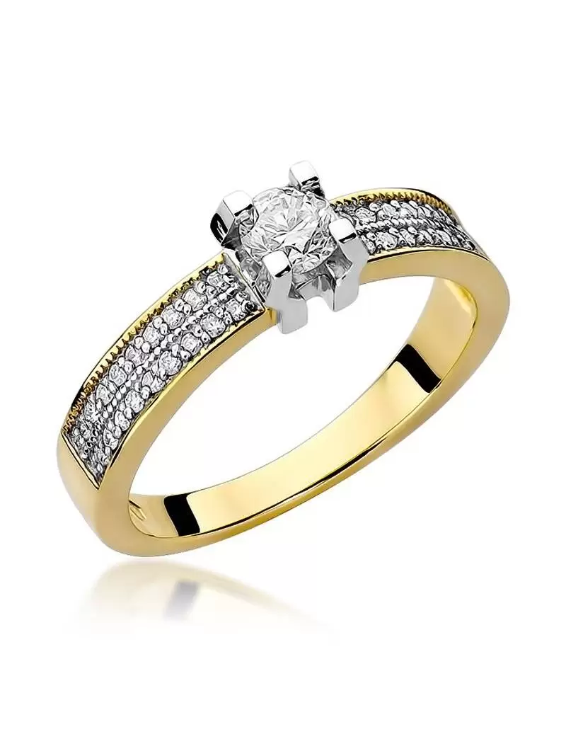 Gold Ring with Diamond 0,30 ct and 30 Diamonds 0,18 ct
