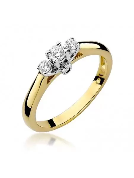 Ring Gold mit Diamant 0,10 ct und 2 Diamanten mit 0,12 ct