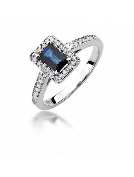 Ring In Gold with Sapphire 0.60 ct and 30 Diamonds 0.22 ct