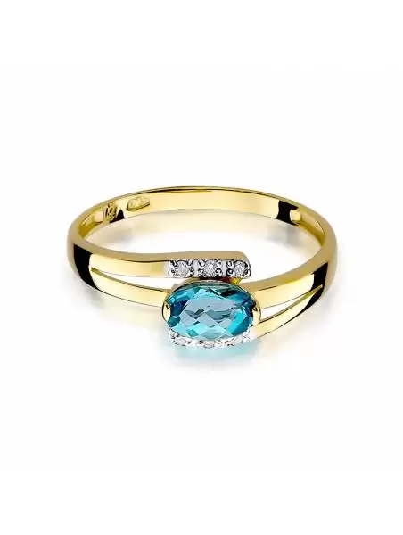 Gold ring with 0.50 ct Topaz and 6 0.05 ct diamonds