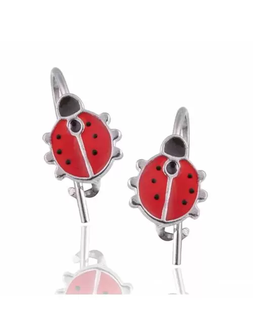 Earrings Bell Silver Ladybug