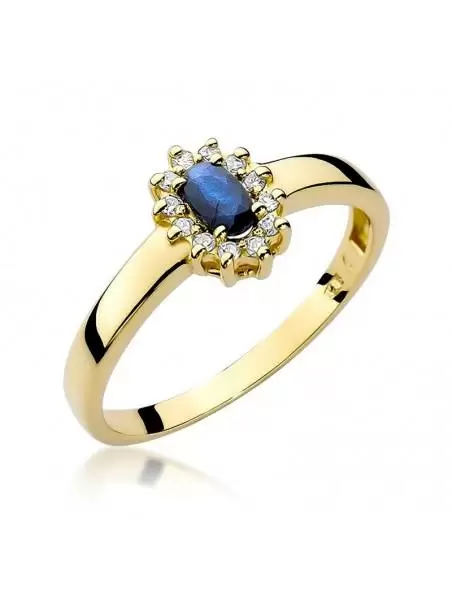 Ring In 14kt Gold with Sapphire is 0.70 ct and 12 Diamonds of 0.10 ct