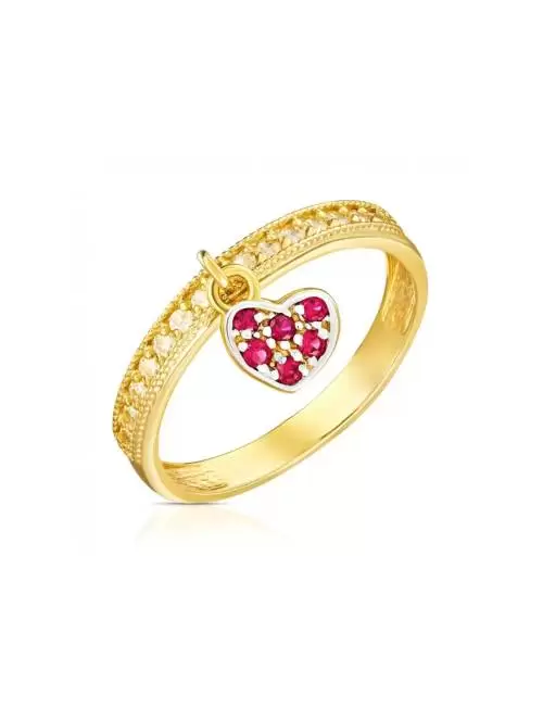 Heart Pendant Ring in Gold...