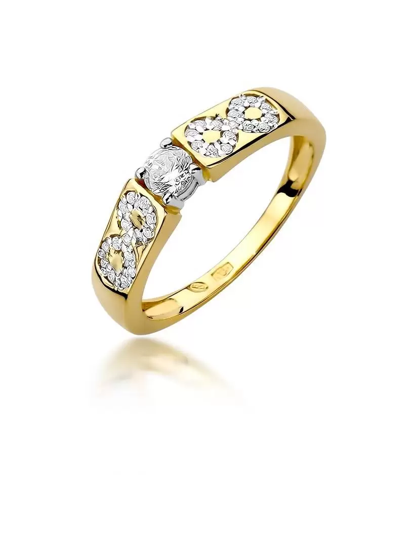 Gold Ring with Diamond 0,20 ct and 30 Diamonds 0.15 ct in Infinite