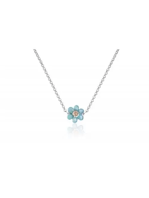 Rhodium Necklace with Blue...