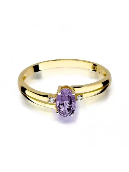 Ring In 14kt Gold with Tanzanite 0.40 cts and 2 Diamonds 0,03 ct