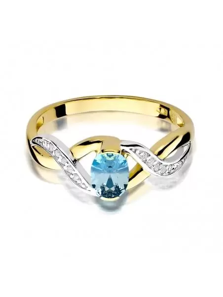 Ring 14kt Gold with Topaz with a 0.50 ct and 10 Diamonds 0.05 ct