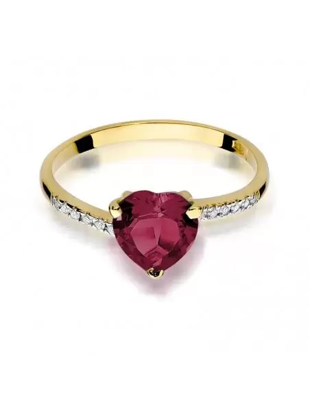 Ring In 14kt with Ruby 1,70 ct and 12 Diamonds 0,06 ct