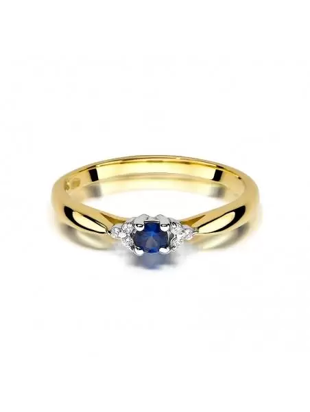Ring in gold mit Saphir 0,15 ct und 6 Diamanten 0,03 ct