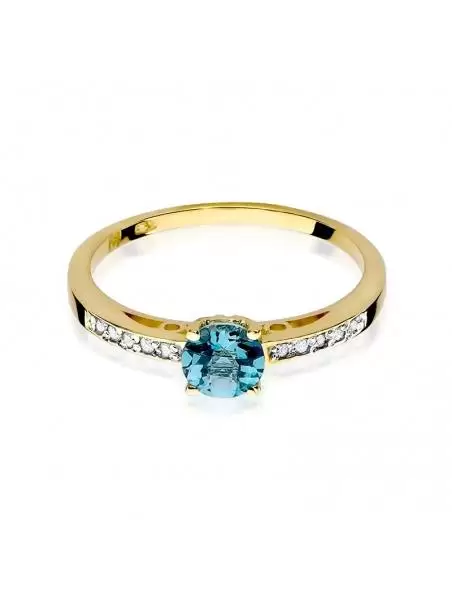 Ring Gold with Topaz with a 0.50 ct and 10 Diamonds 0.05 ct