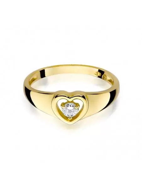 Ring In 14kt Gold mit Diamant 0,10 ct innen an der Herzen