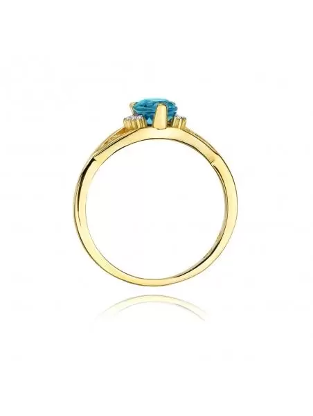 Ring Gold with Topaz 0,90 ct and 6 Diamonds 0.05 ct