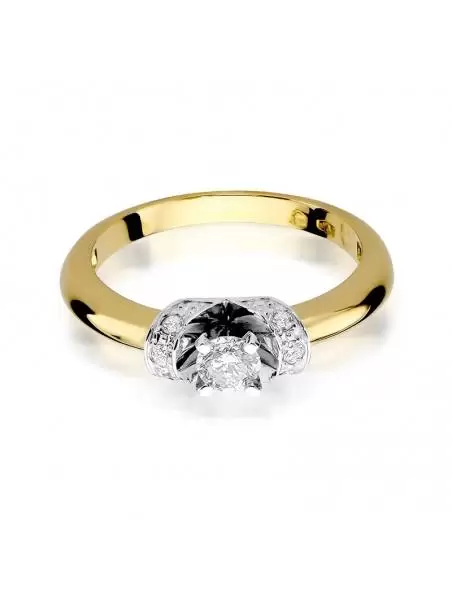 Gold Ring with Diamond 0,24 ct and 6 Diamonds 0.09 ct
