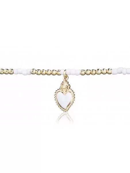 Bracelet with Balls Diamond Alternating and Heart