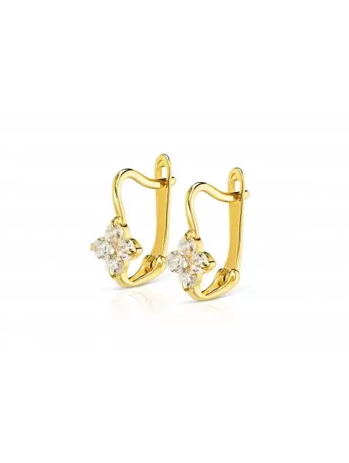 Gold earrings Flower Four...