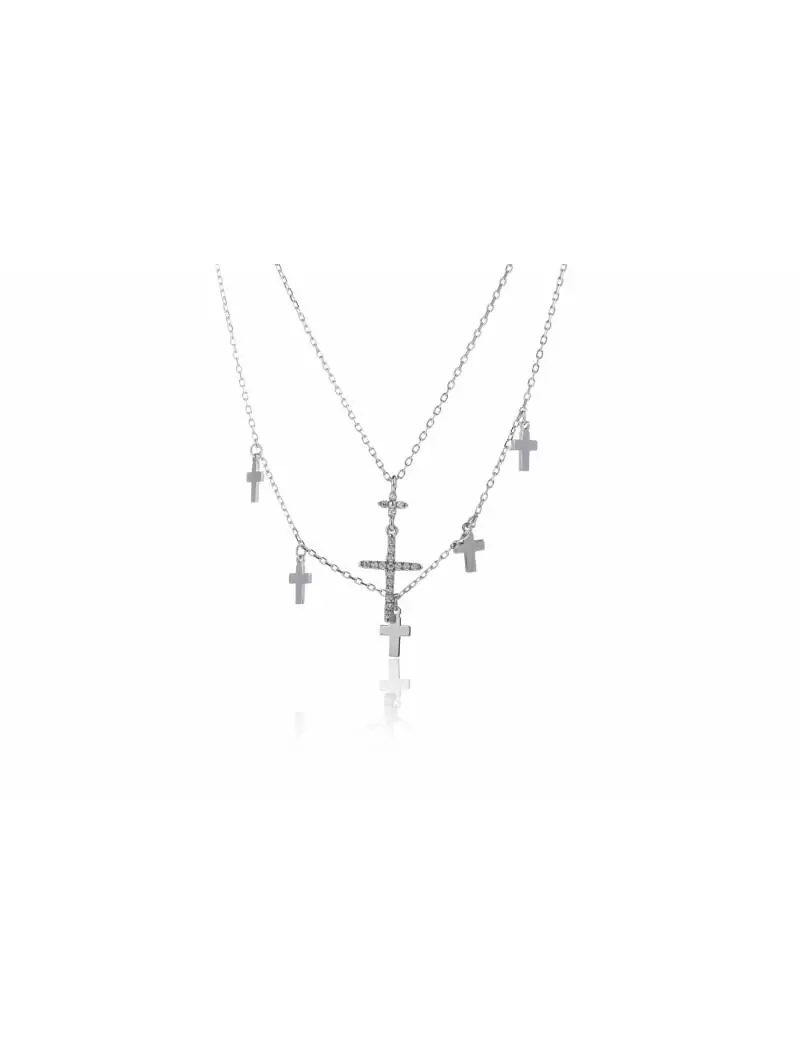 Necklace with crosses and flower